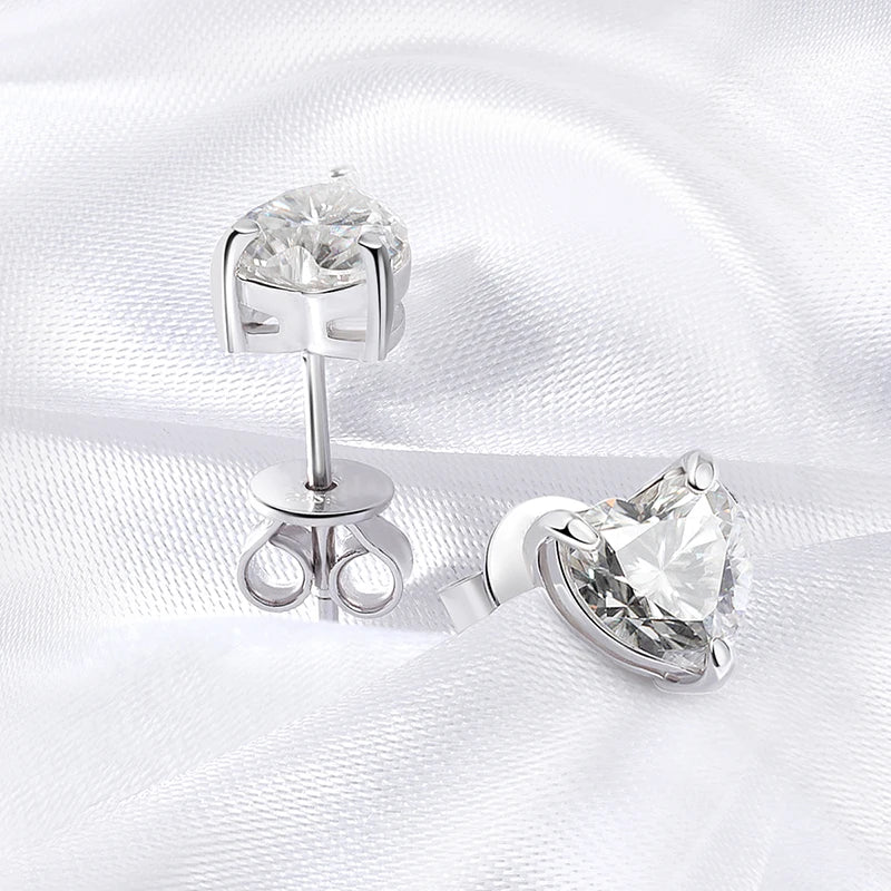 EMILY Earrings - Perfect Heart Earrings 1CT 2CT GRA S925.