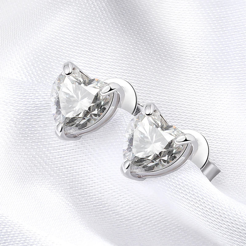 EMILY Earrings - Perfect Heart Earrings 1CT 2CT GRA S925.