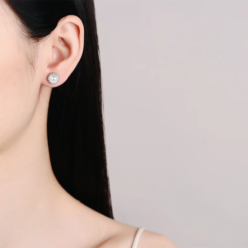 PERLA Earrings - Natural pearl earrings with moissanite GRA S925.