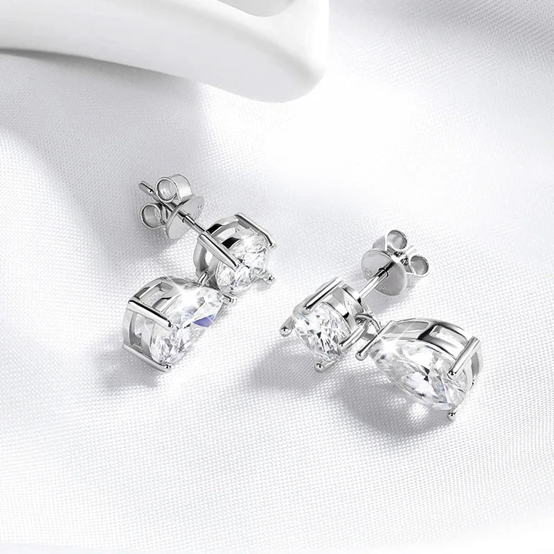 JULIA Earrings - Stunning earrings, two types of cuts, drop and round. Moissanite GRA S925.