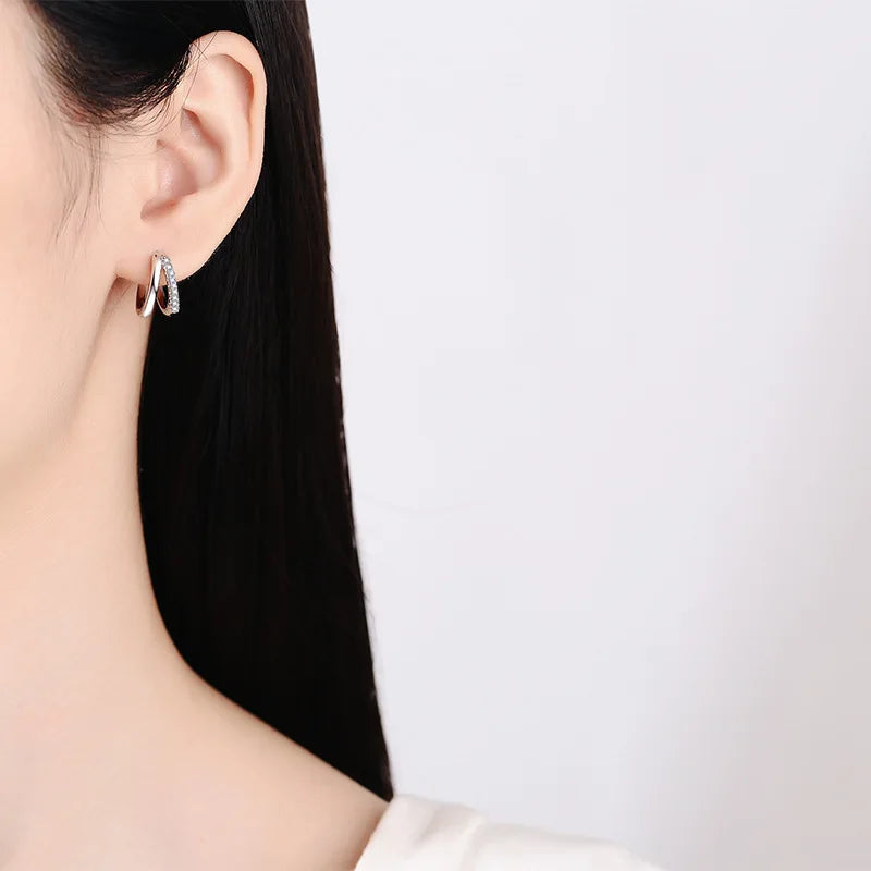 LINDA Moissanite Hoop Earrings  S925 Silver